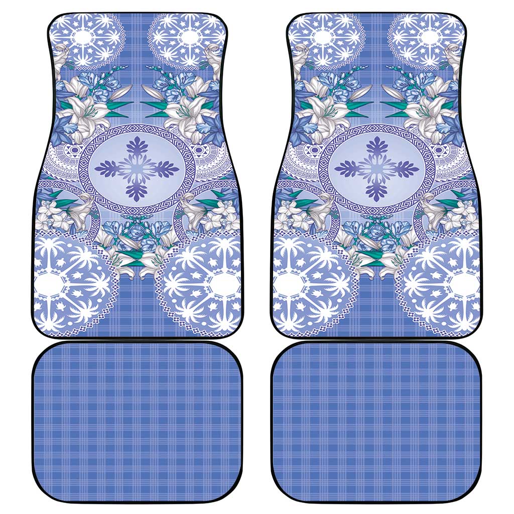 Hawaii Violet Palaka Car Mats With Tapa Pattern Tropical Flowers - Polynesian Pride