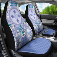 Hawaii Violet Palaka Car Seat Cover With Tapa Pattern Tropical Flowers - Polynesian Pride