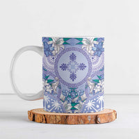 Hawaii Violet Palaka Ceramic Mug With Tapa Pattern Tropical Flowers LT05 Violet - Polynesian Pride