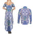 Hawaii Violet Palaka Couples Matching Summer Maxi Dress and Long Sleeve Button Shirt With Tapa Pattern Tropical Flowers - Polynesian Pride