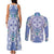 Hawaii Violet Palaka Couples Matching Tank Maxi Dress and Long Sleeve Button Shirt With Tapa Pattern Tropical Flowers - Polynesian Pride