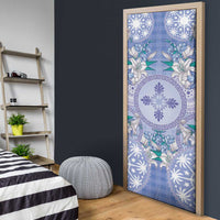 Hawaii Violet Palaka Door Cover With Tapa Pattern Tropical Flowers - Polynesian Pride