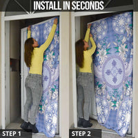 Hawaii Violet Palaka Door Cover With Tapa Pattern Tropical Flowers - Polynesian Pride