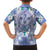 Hawaii Violet Palaka Family Matching Long Sleeve Bodycon Dress and Hawaiian Shirt With Tapa Pattern Tropical Flowers - Polynesian Pride