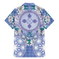 Hawaii Violet Palaka Family Matching Mermaid Dress and Hawaiian Shirt With Tapa Pattern Tropical Flowers - Polynesian Pride