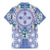 Hawaii Violet Palaka Family Matching Mermaid Dress and Hawaiian Shirt With Tapa Pattern Tropical Flowers - Polynesian Pride