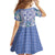 Hawaii Violet Palaka Family Matching Off The Shoulder Long Sleeve Dress and Hawaiian Shirt With Tapa Pattern Tropical Flowers - Polynesian Pride