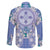 Hawaii Violet Palaka Family Matching Off The Shoulder Long Sleeve Dress and Hawaiian Shirt With Tapa Pattern Tropical Flowers - Polynesian Pride