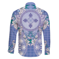 Hawaii Violet Palaka Family Matching Puletasi and Hawaiian Shirt With Tapa Pattern Tropical Flowers LT05 - Polynesian Pride