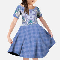 Hawaii Violet Palaka Family Matching Short Sleeve Bodycon Dress and Hawaiian Shirt With Tapa Pattern Tropical Flowers - Polynesian Pride