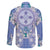 Hawaii Violet Palaka Family Matching Short Sleeve Bodycon Dress and Hawaiian Shirt With Tapa Pattern Tropical Flowers - Polynesian Pride