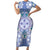 Hawaii Violet Palaka Family Matching Short Sleeve Bodycon Dress and Hawaiian Shirt With Tapa Pattern Tropical Flowers - Polynesian Pride