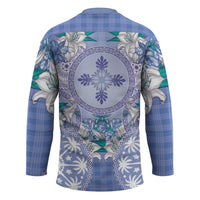 Hawaii Violet Palaka Hockey Jersey With Tapa Pattern Tropical Flowers LT05 - Polynesian Pride