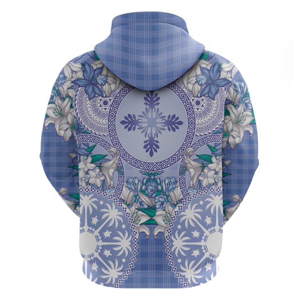 Hawaii Violet Palaka Hoodie With Tapa Pattern Tropical Flowers - Polynesian Pride