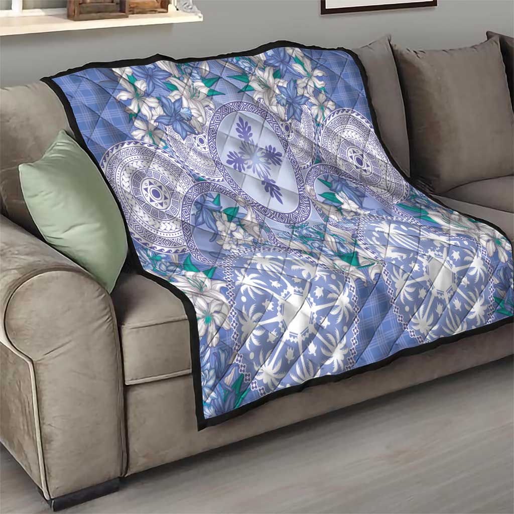 Hawaii Violet Palaka Quilt With Tapa Pattern Tropical Flowers - Polynesian Pride