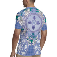 Hawaii Violet Palaka Rugby Jersey With Tapa Pattern Tropical Flowers LT05 - Polynesian Pride