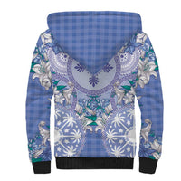 Hawaii Violet Palaka Sherpa Hoodie With Tapa Pattern Tropical Flowers LT05 - Polynesian Pride