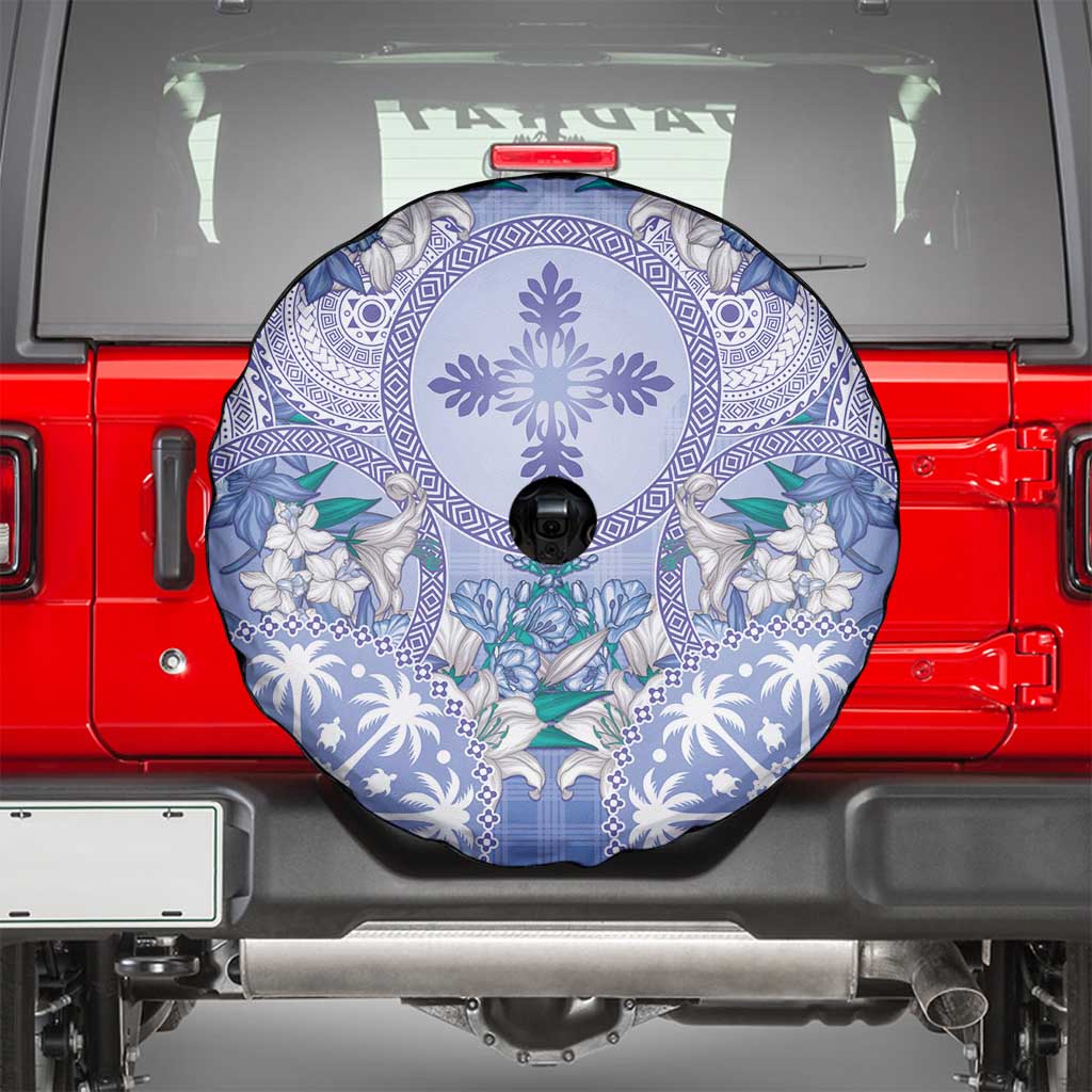 Hawaii Violet Palaka Spare Tire Cover With Tapa Pattern Tropical Flowers - Polynesian Pride