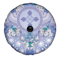 Hawaii Violet Palaka Spare Tire Cover With Tapa Pattern Tropical Flowers - Polynesian Pride