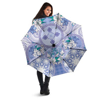 Hawaii Violet Palaka Umbrella With Tapa Pattern Tropical Flowers - Polynesian Pride