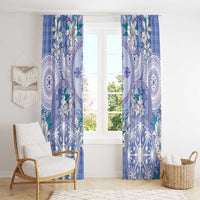 Hawaii Violet Palaka Window Curtain With Tapa Pattern Tropical Flowers - Polynesian Pride