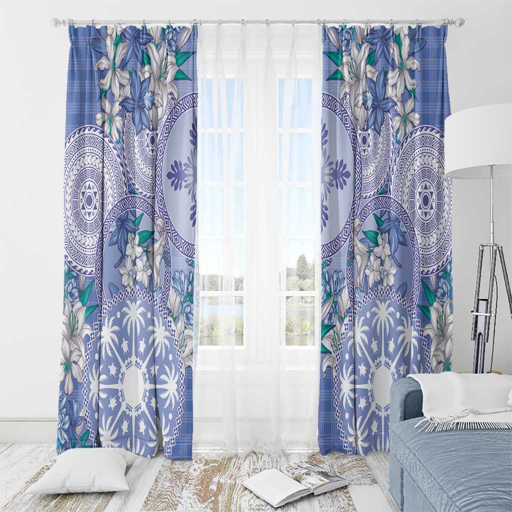 Hawaii Violet Palaka Window Curtain With Tapa Pattern Tropical Flowers - Polynesian Pride