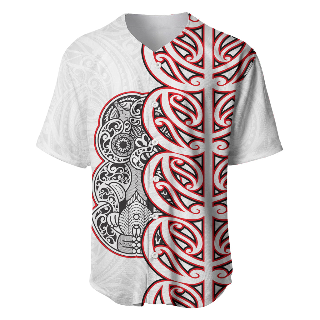 Aotearoa New Zealand Baseball Jersey Maori Marae Pattern Tiki LT05 White - Polynesian Pride