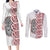 Aotearoa New Zealand Couples Matching Long Sleeve Bodycon Dress and Long Sleeve Button Shirt Maori Marae Pattern Tiki LT05 White - Polynesian Pride