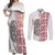 Aotearoa New Zealand Couples Matching Off Shoulder Maxi Dress and Long Sleeve Button Shirt Maori Marae Pattern Tiki LT05 White - Polynesian Pride