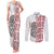 Aotearoa New Zealand Couples Matching Tank Maxi Dress and Long Sleeve Button Shirt Maori Marae Pattern Tiki LT05 White - Polynesian Pride