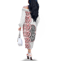 Aotearoa New Zealand Family Matching Off Shoulder Long Sleeve Dress and Hawaiian Shirt Maori Marae Pattern Tiki LT05 - Polynesian Pride