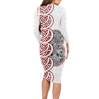 Aotearoa New Zealand Long Sleeve Bodycon Dress Maori Marae Pattern Tiki LT05 - Polynesian Pride