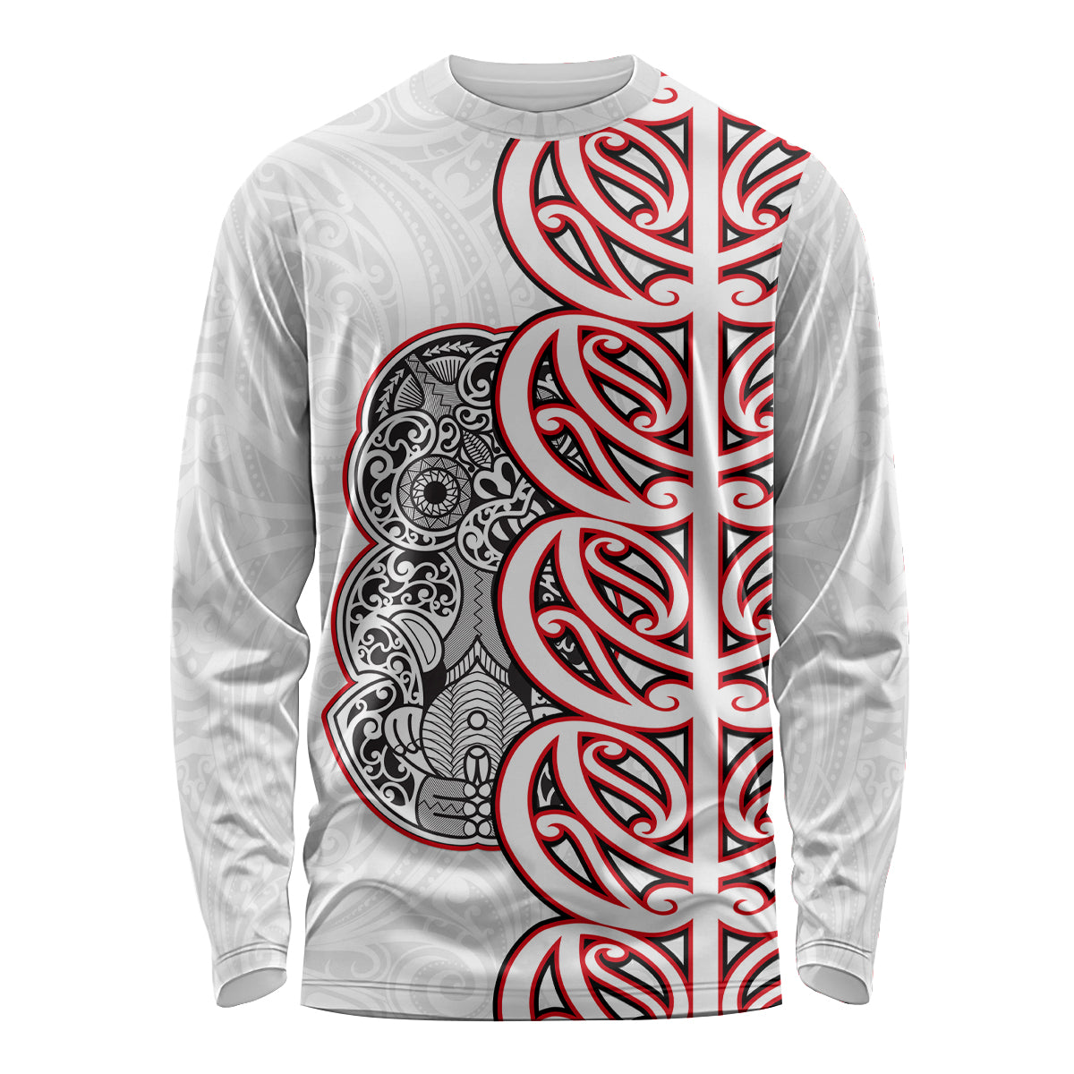 Aotearoa New Zealand Long Sleeve Shirt Maori Marae Pattern Tiki LT05 Unisex White - Polynesian Pride