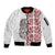 Aotearoa New Zealand Sleeve Zip Bomber Jacket Maori Marae Pattern Tiki LT05 Unisex White - Polynesian Pride