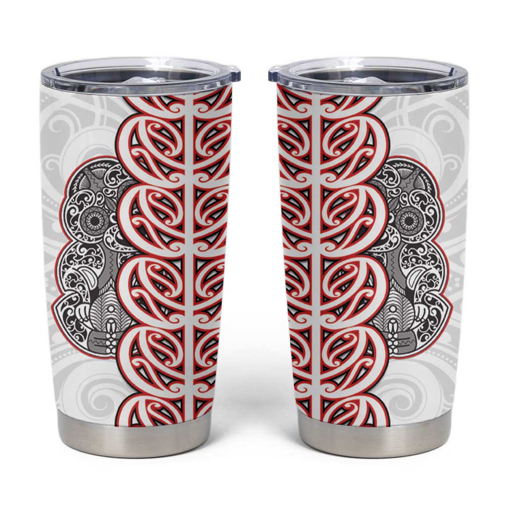 Aotearoa New Zealand Tumbler Cup Maori Marae Pattern Tiki LT05 White - Polynesian Pride