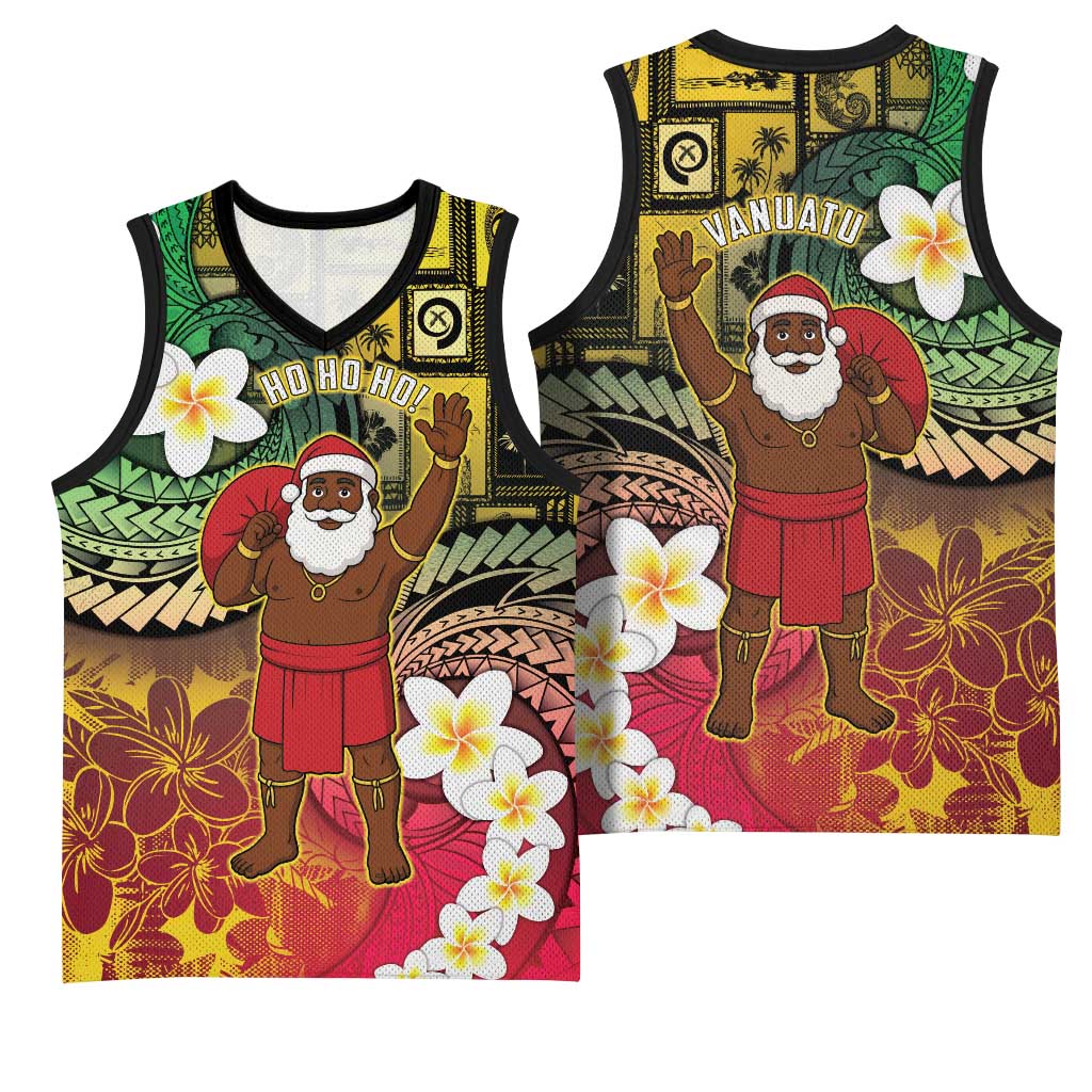 Vanuatu Christmas Basketball Jersey Ni-Van Santa Retro Style - Polynesian Pride