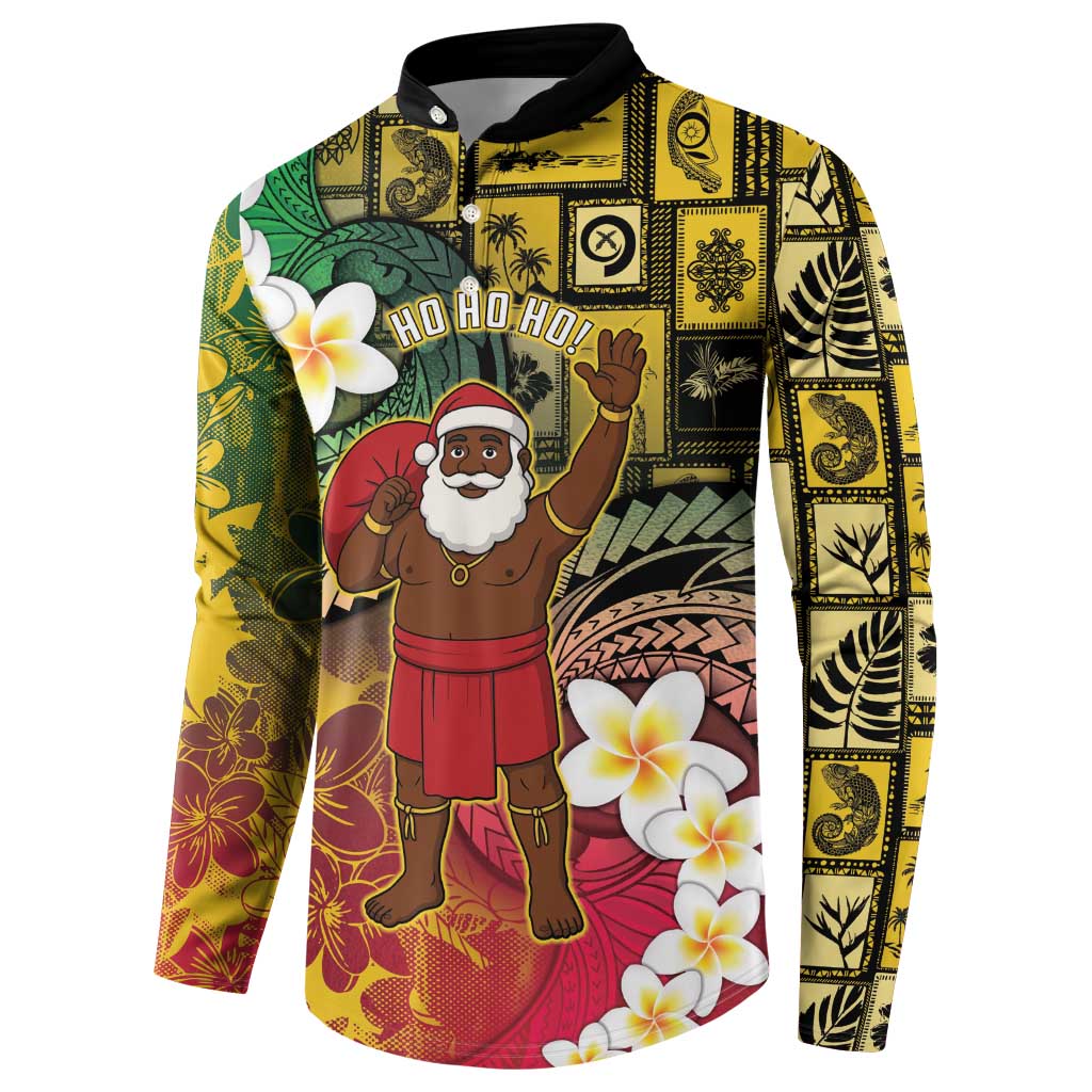 Vanuatu Christmas Button Sweatshirt Ni-Van Santa Retro Style - Polynesian Pride