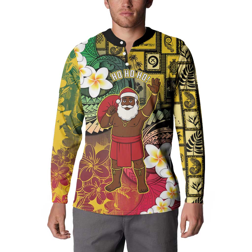 Vanuatu Christmas Button Sweatshirt Ni-Van Santa Retro Style - Polynesian Pride
