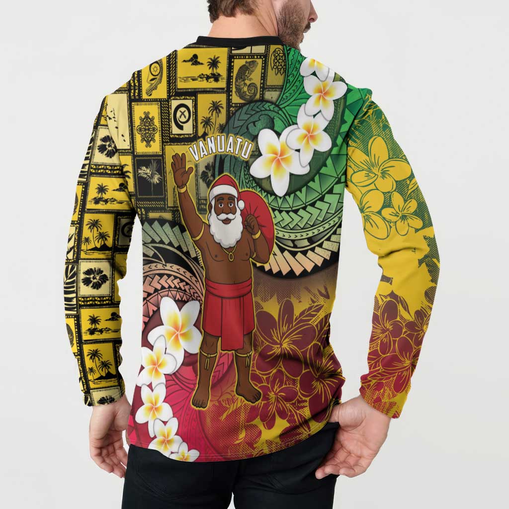 Vanuatu Christmas Button Sweatshirt Ni-Van Santa Retro Style - Polynesian Pride
