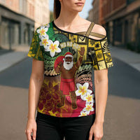 Vanuatu Christmas Cross Shoulder Shirt Ni-Van Santa Retro Style - Polynesian Pride