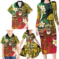 Vanuatu Christmas Family Matching Long Sleeve Bodycon Dress and Hawaiian Shirt Ni-Van Santa Retro Style - Polynesian Pride