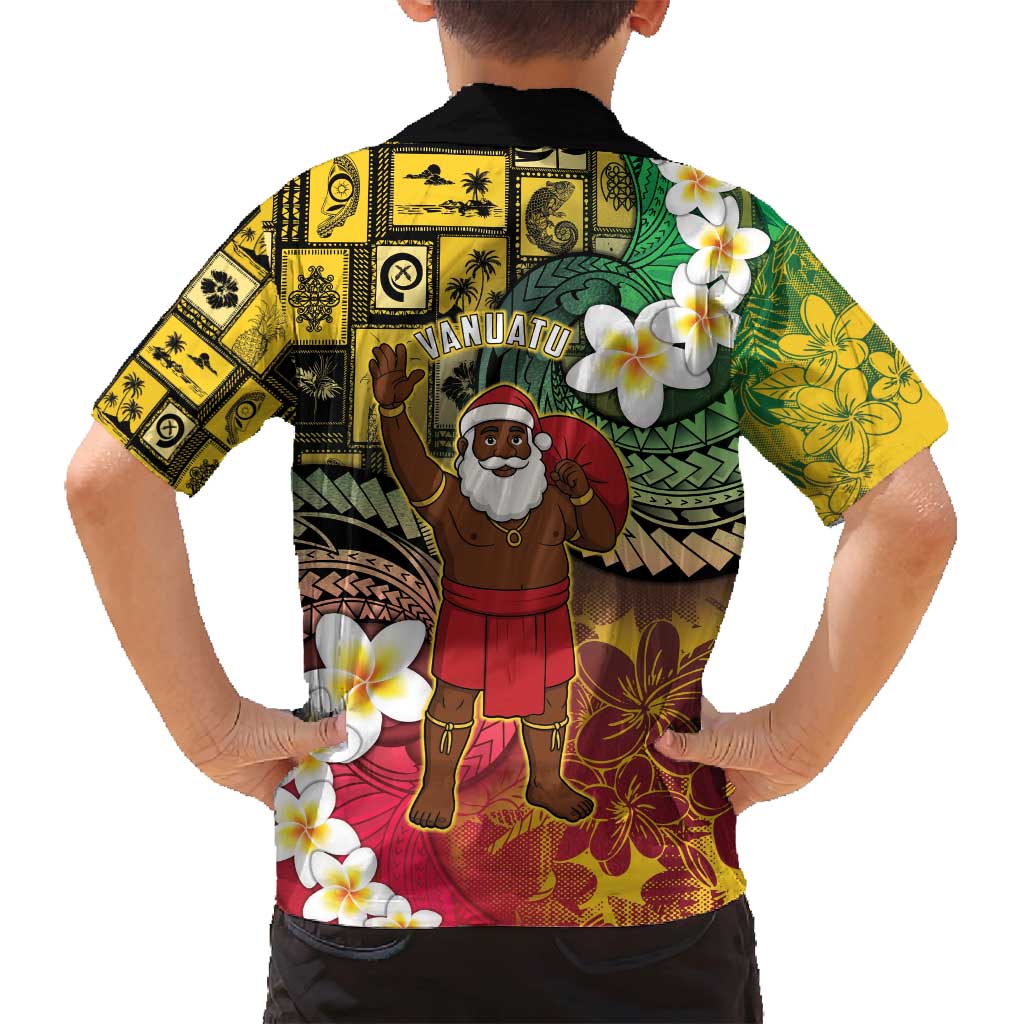 Vanuatu Christmas Family Matching Off Shoulder Short Dress and Hawaiian Shirt Ni-Van Santa Retro Style - Polynesian Pride