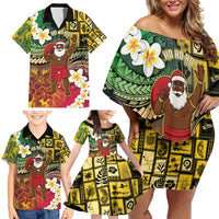 Vanuatu Christmas Family Matching Off Shoulder Short Dress and Hawaiian Shirt Ni-Van Santa Retro Style - Polynesian Pride