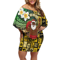Vanuatu Christmas Family Matching Off Shoulder Short Dress and Hawaiian Shirt Ni-Van Santa Retro Style - Polynesian Pride