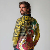 Vanuatu Christmas Long Sleeve Polo Shirt Ni-Van Santa Retro Style - Polynesian Pride