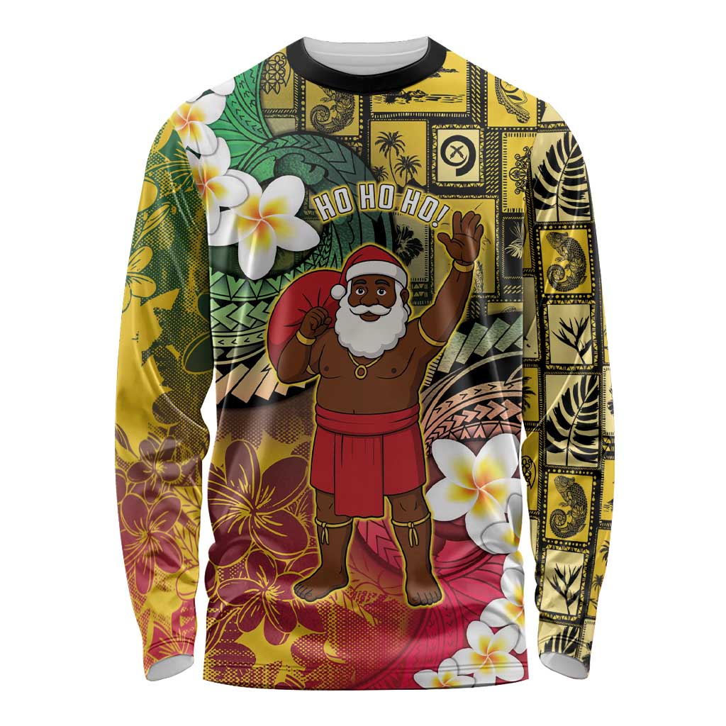 Vanuatu Christmas Long Sleeve Shirt Ni-Van Santa Retro Style - Polynesian Pride