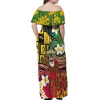 Vanuatu Christmas Off Shoulder Maxi Dress Ni-Van Santa Retro Style LT05 - Polynesian Pride