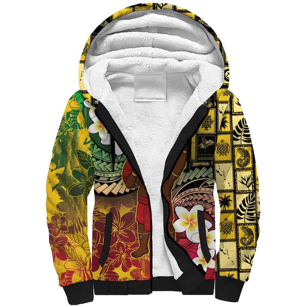 Vanuatu Christmas Sherpa Hoodie Ni-Van Santa Retro Style - Polynesian Pride