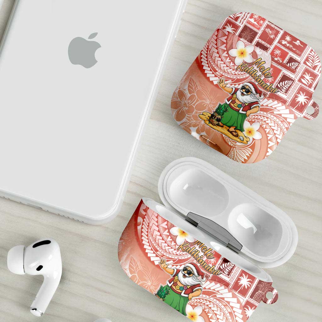 Hawaii Mele Kalikimaka AirPods Case Hula Santa Retro Style Red - Polynesian Pride