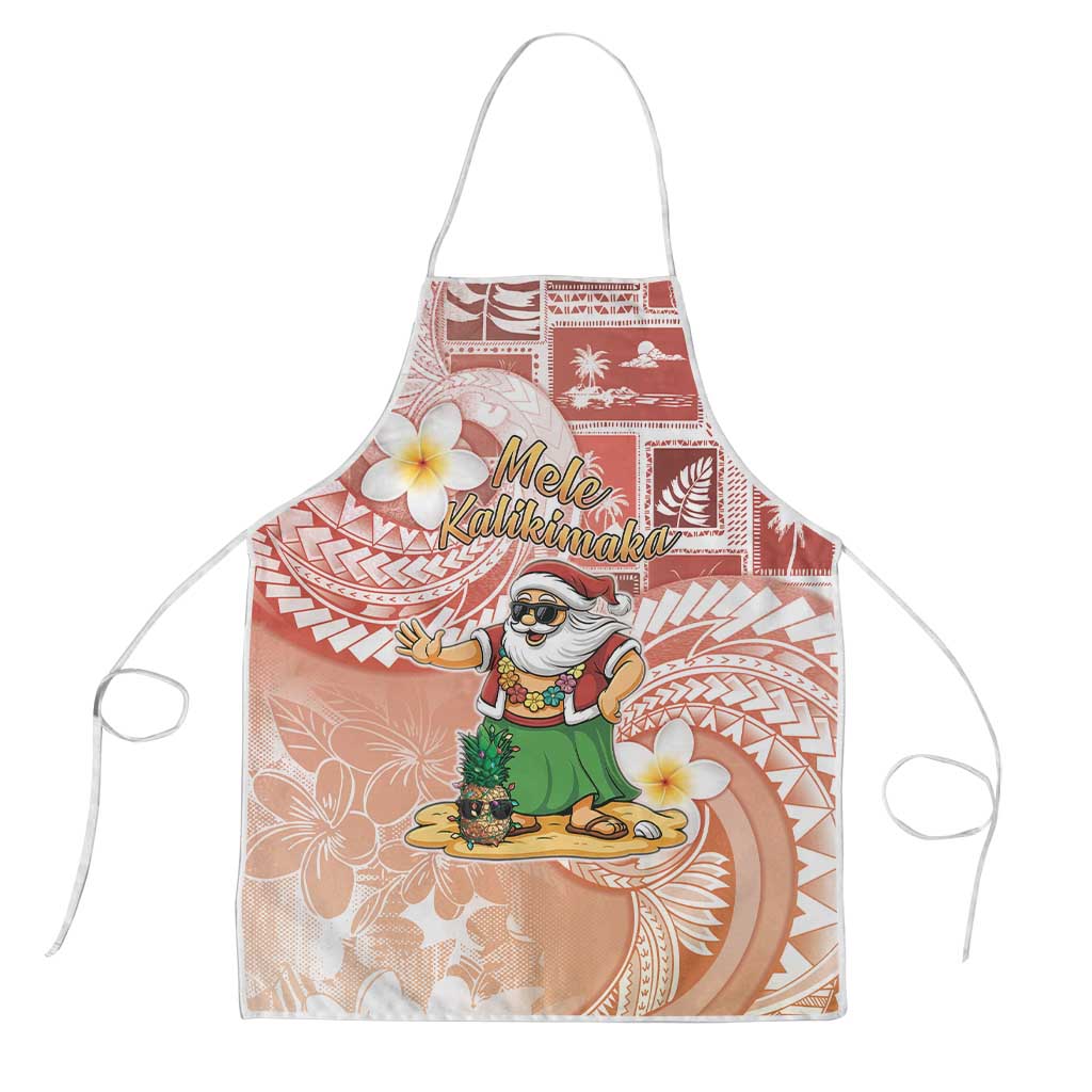 Hawaii Mele Kalikimaka Apron Hula Santa Retro Style Red - Polynesian Pride